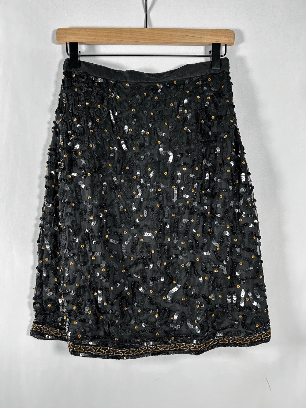 Vintage Styleworks Silk Sequin Beaded Skirt